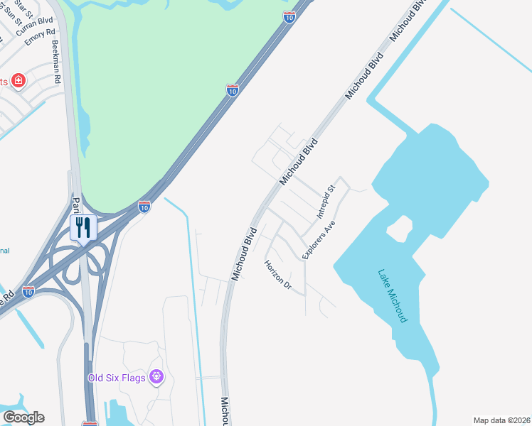 map of restaurants, bars, coffee shops, grocery stores, and more near 13836 Pierres Court in New Orleans