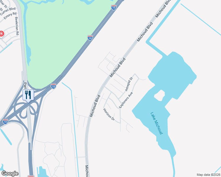 map of restaurants, bars, coffee shops, grocery stores, and more near 7611 Adventure Avenue in New Orleans