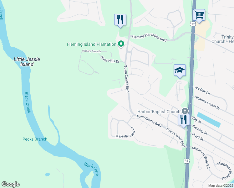 map of restaurants, bars, coffee shops, grocery stores, and more near 2083 Heritage Oaks Court in Orange Park