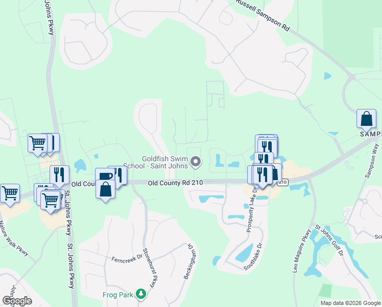 map of restaurants, bars, coffee shops, grocery stores, and more near 101-177 Richard Glen Dr in St Johns