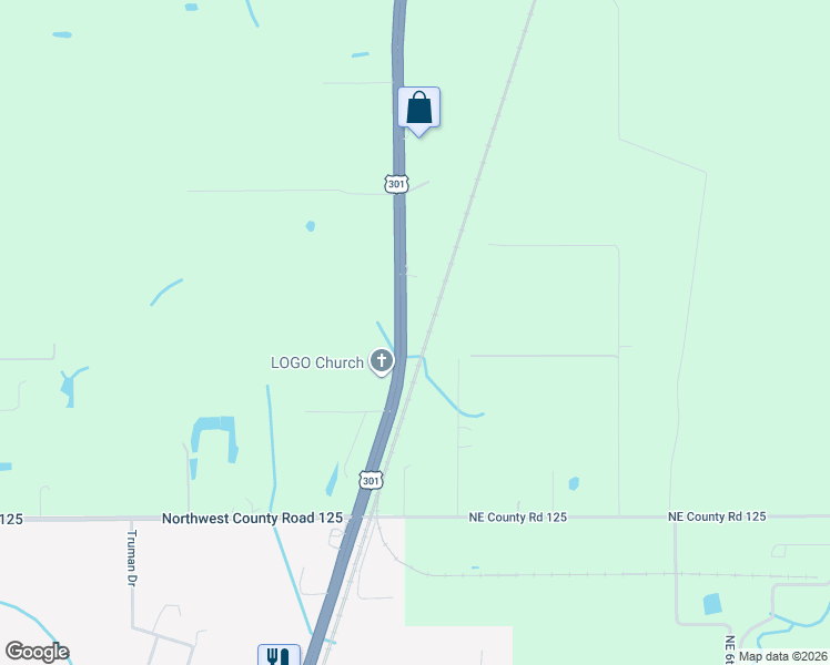 map of restaurants, bars, coffee shops, grocery stores, and more near 24215 U.S. 301 in Lawtey