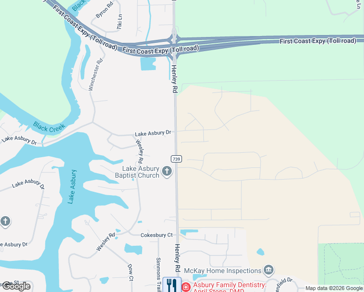 map of restaurants, bars, coffee shops, grocery stores, and more near 3369 Loofah Place in Green Cove Springs