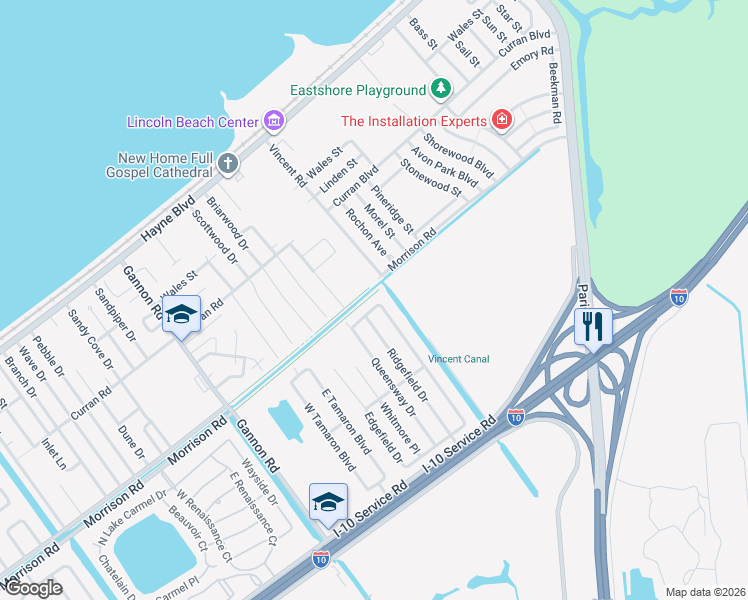 map of restaurants, bars, coffee shops, grocery stores, and more near 14131 Knightway Drive in New Orleans