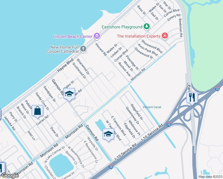 map of restaurants, bars, coffee shops, grocery stores, and more near 7501 Tricia Court in New Orleans