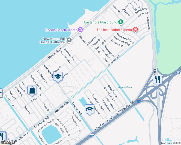 map of restaurants, bars, coffee shops, grocery stores, and more near 7501 Tricia Court in New Orleans