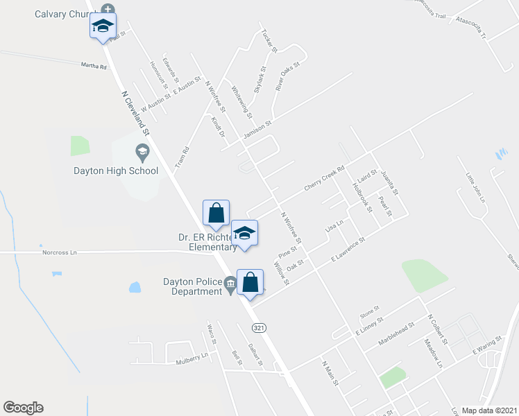 map of restaurants, bars, coffee shops, grocery stores, and more near 2502 North Winfree Street in Dayton