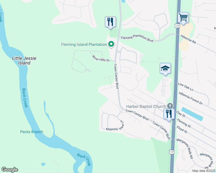 map of restaurants, bars, coffee shops, grocery stores, and more near 2078 Heritage Oaks Court in Orange Park