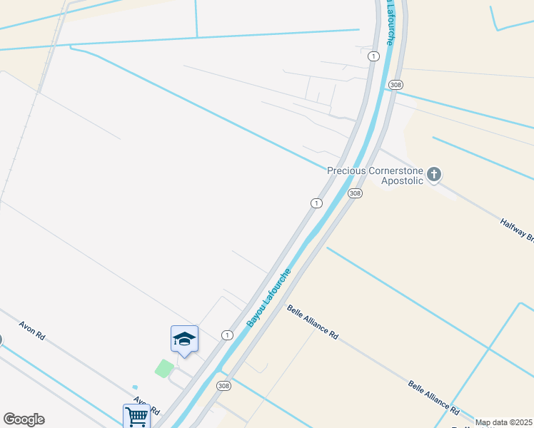 map of restaurants, bars, coffee shops, grocery stores, and more near 7343 Louisiana 1 in Donaldsonville