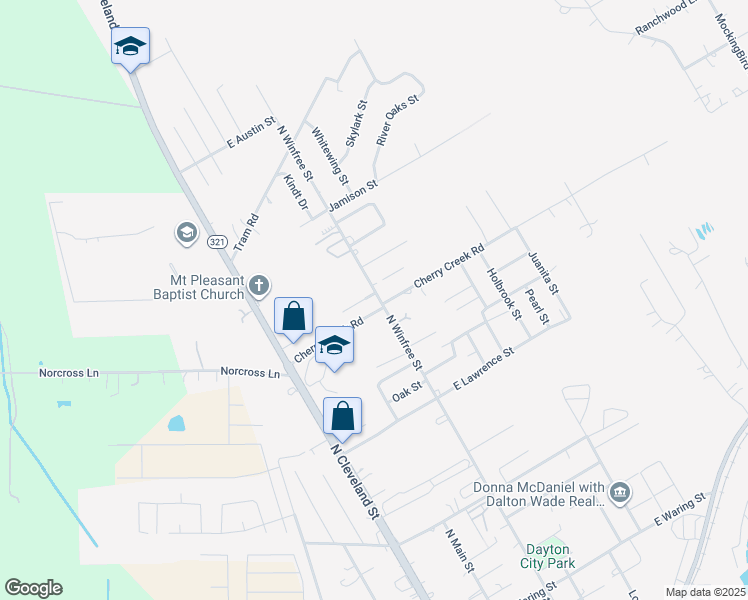 map of restaurants, bars, coffee shops, grocery stores, and more near 2502 North Winfree Street in Dayton