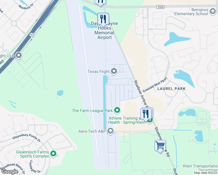 map of restaurants, bars, coffee shops, grocery stores, and more near 7830 Eagle Lane in Spring