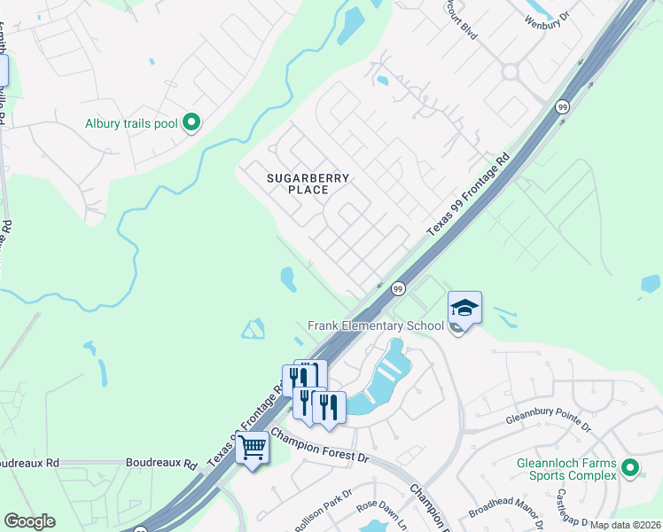 map of restaurants, bars, coffee shops, grocery stores, and more near 21023 Sweet Blossom Lane in Tomball