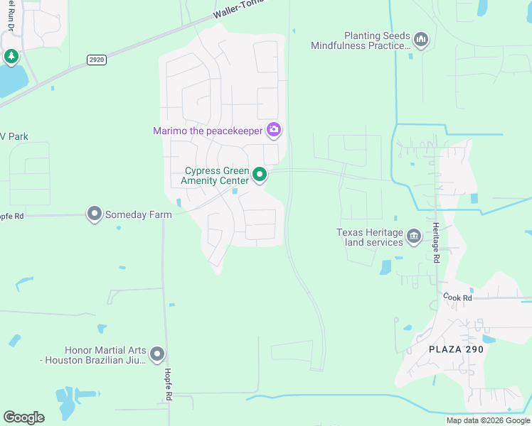 map of restaurants, bars, coffee shops, grocery stores, and more near 22235 Hopfe Road in Tomball
