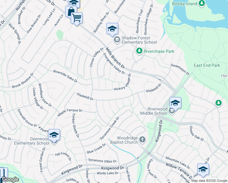 map of restaurants, bars, coffee shops, grocery stores, and more near 5418 Hickory Village Drive in Houston