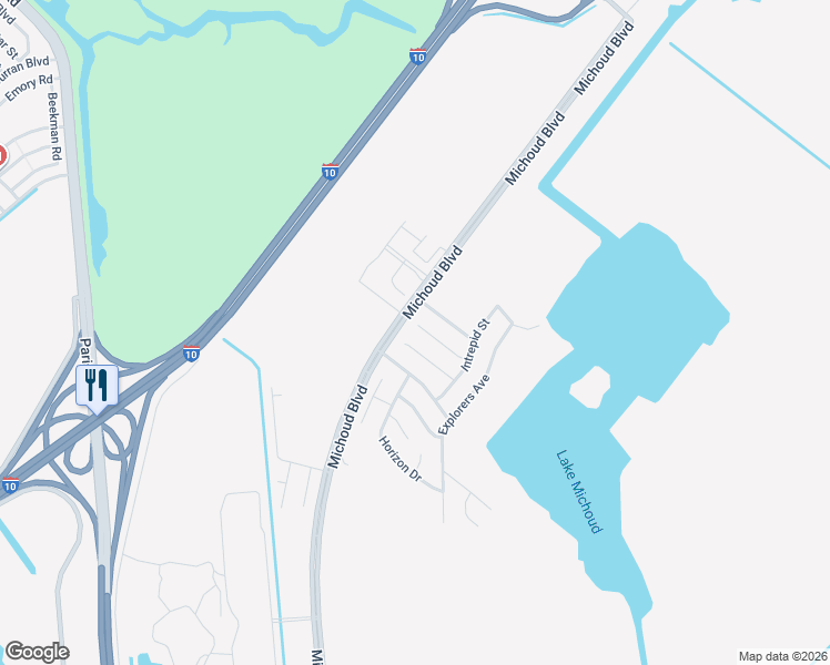 map of restaurants, bars, coffee shops, grocery stores, and more near 7611 Endeavors Court in New Orleans