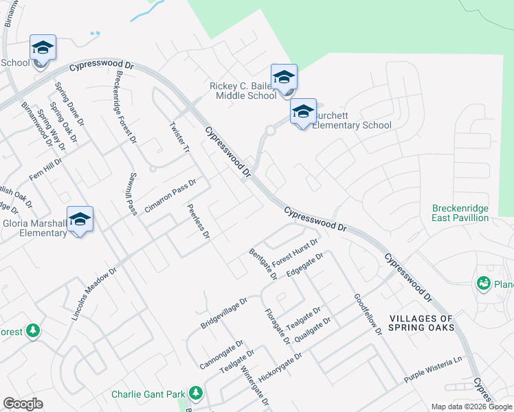 map of restaurants, bars, coffee shops, grocery stores, and more near 3235 Early Light Court in Spring