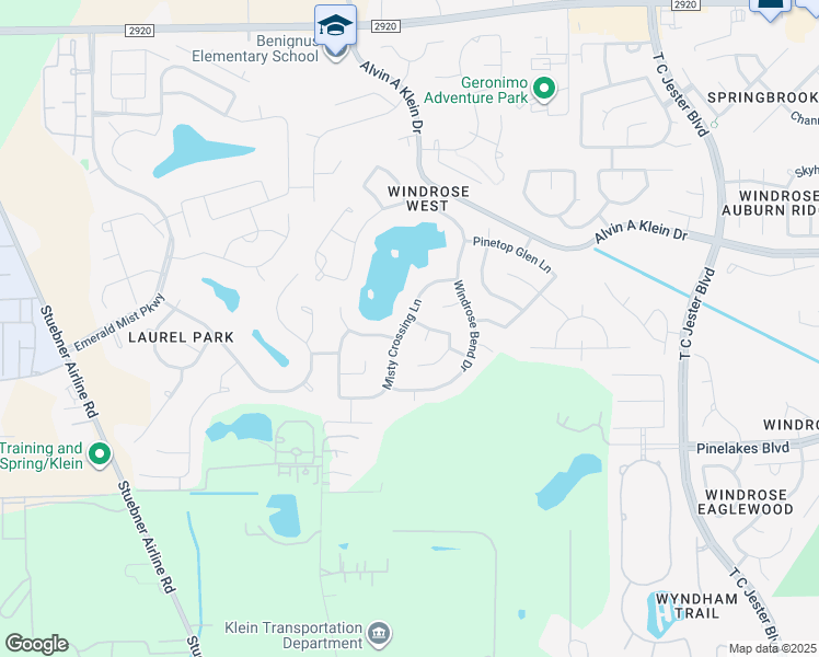 map of restaurants, bars, coffee shops, grocery stores, and more near 20618 Misty Crossing Lane in Spring