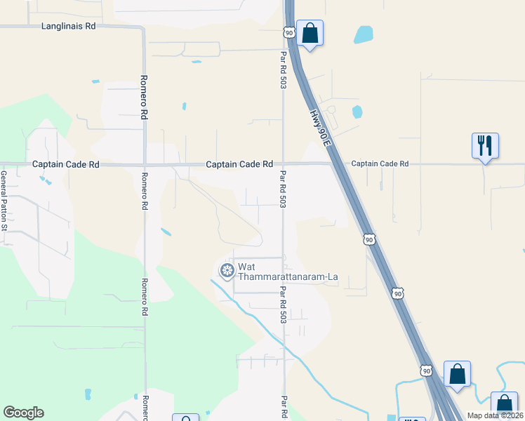 map of restaurants, bars, coffee shops, grocery stores, and more near 2815 Stacey Road in New Iberia