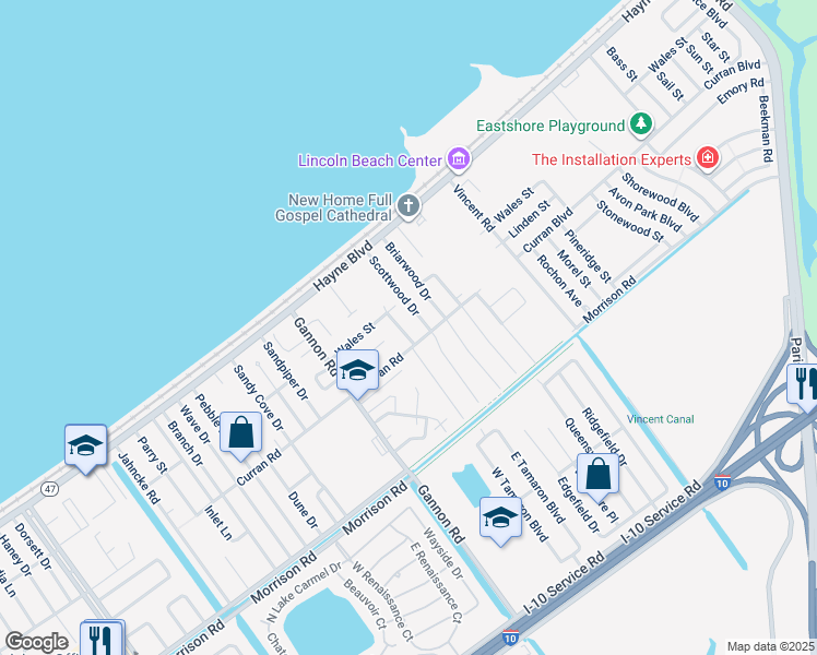 map of restaurants, bars, coffee shops, grocery stores, and more near 7719 Reindeer Street in New Orleans