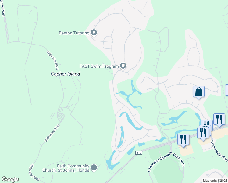 map of restaurants, bars, coffee shops, grocery stores, and more near 2673 Seneca Drive in Saint Johns