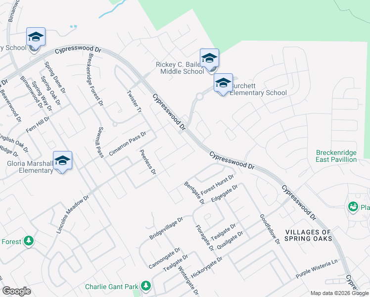 map of restaurants, bars, coffee shops, grocery stores, and more near 3235 Early Light Court in Spring
