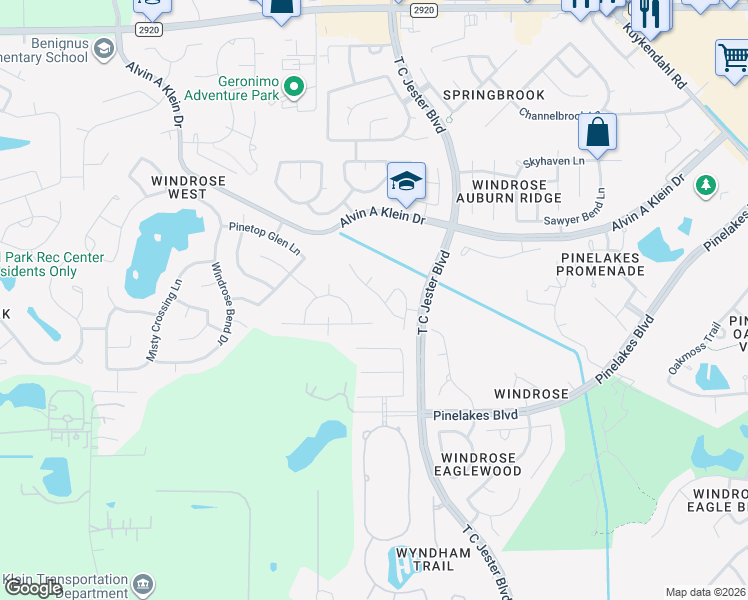 map of restaurants, bars, coffee shops, grocery stores, and more near 6319 Arbor Rose Lane in Spring