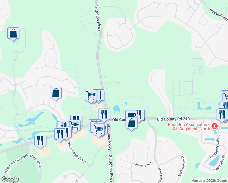 map of restaurants, bars, coffee shops, grocery stores, and more near 645 Southern Lily Drive in Jacksonville
