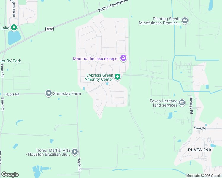 map of restaurants, bars, coffee shops, grocery stores, and more near 22235 Hopfe Road in Tomball