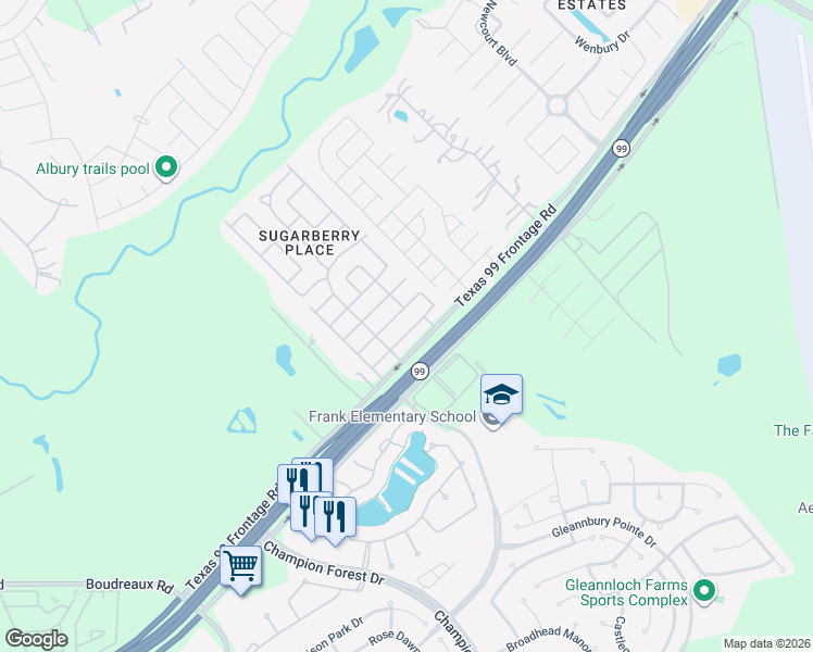 map of restaurants, bars, coffee shops, grocery stores, and more near 10110 Berrypatch Lane in Tomball