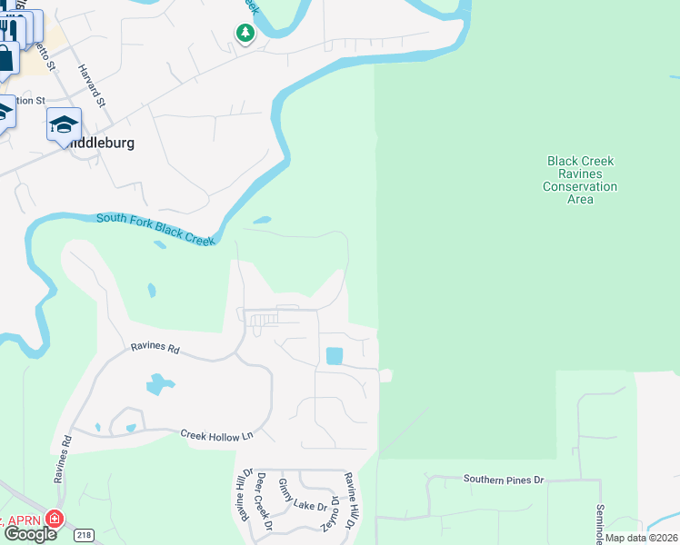 map of restaurants, bars, coffee shops, grocery stores, and more near 3103 Ravines Road in Middleburg
