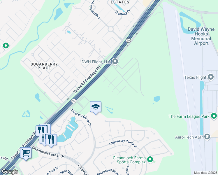 map of restaurants, bars, coffee shops, grocery stores, and more near 9823 Margie Court in Spring