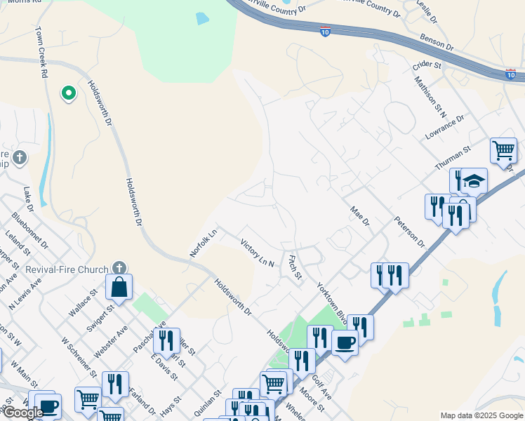 map of restaurants, bars, coffee shops, grocery stores, and more near 1216 Degrasse Drive in Kerrville