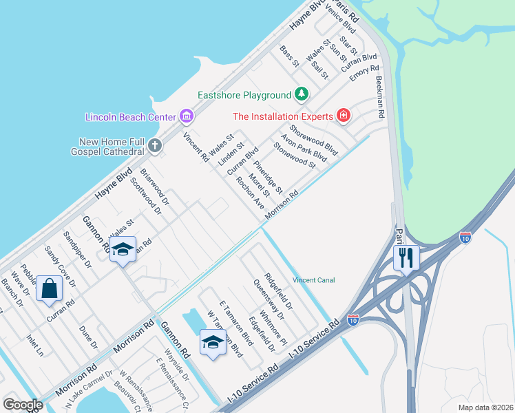 map of restaurants, bars, coffee shops, grocery stores, and more near 32111 Rochon Avenue in New Orleans