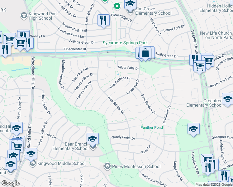 map of restaurants, bars, coffee shops, grocery stores, and more near 4018 Oak Gardens Drive in Houston