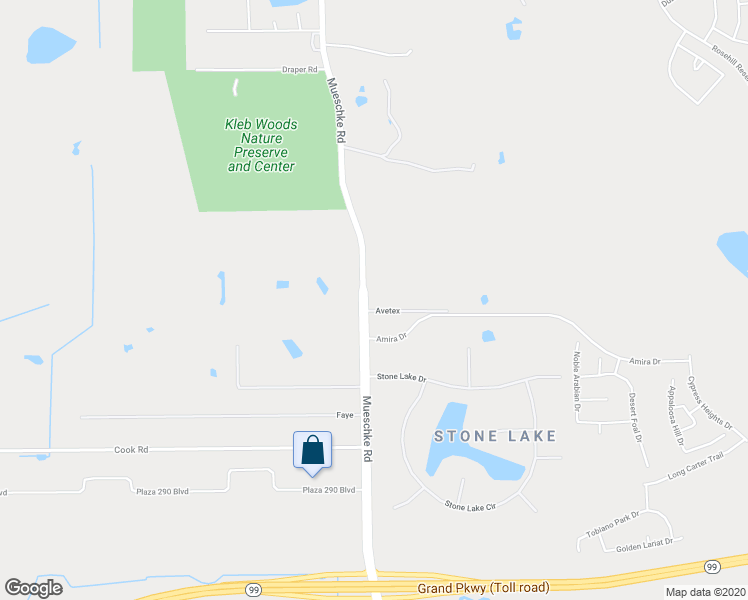 map of restaurants, bars, coffee shops, grocery stores, and more near 20510 Mueschke Road in Tomball