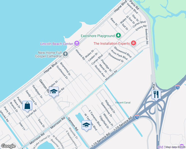 map of restaurants, bars, coffee shops, grocery stores, and more near 133 Mary Jane Lane in New Orleans