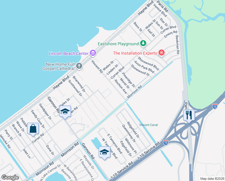 map of restaurants, bars, coffee shops, grocery stores, and more near 133 Mary Jane Lane in New Orleans