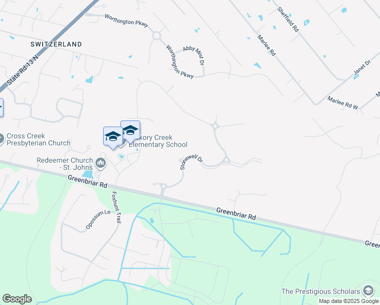 map of restaurants, bars, coffee shops, grocery stores, and more near 263 Stonewell Drive in Fruit Cove