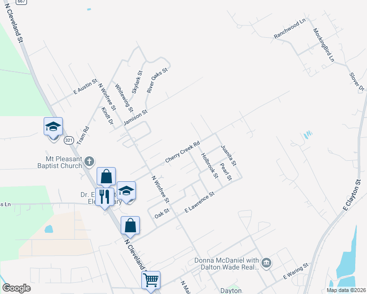 map of restaurants, bars, coffee shops, grocery stores, and more near 318 Cherry Creek Road in Dayton