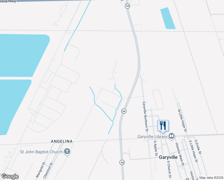 map of restaurants, bars, coffee shops, grocery stores, and more near 220 Oak Park Boulevard in Garyville