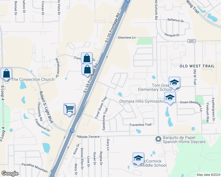 map of restaurants, bars, coffee shops, grocery stores, and more near 466 Red Morganite Trail in Buda