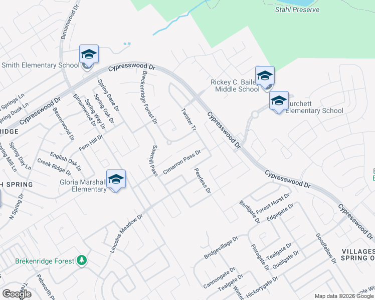 map of restaurants, bars, coffee shops, grocery stores, and more near 3142 Crossout Court in Spring