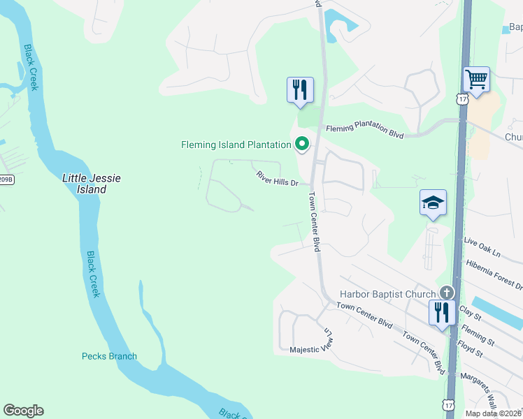 map of restaurants, bars, coffee shops, grocery stores, and more near 1774 Victoria Chase Court in Orange Park