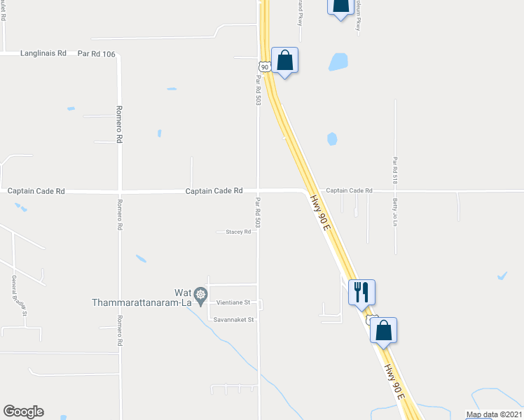 map of restaurants, bars, coffee shops, grocery stores, and more near 3405 Melancon Road in Broussard