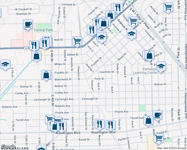 map of restaurants, bars, coffee shops, grocery stores, and more near 2265 Blanchette St in Beaumont