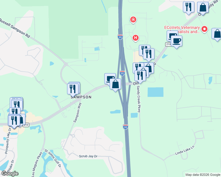map of restaurants, bars, coffee shops, grocery stores, and more near 105 Fireworks Alley in St. Augustine