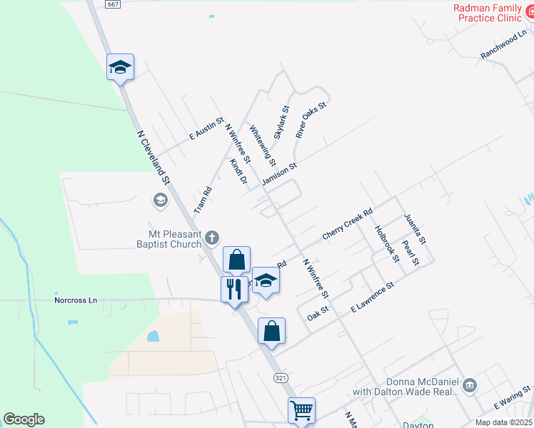 map of restaurants, bars, coffee shops, grocery stores, and more near 2800 North Winfree Street in Dayton