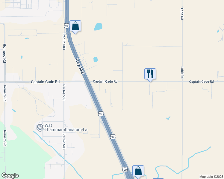 map of restaurants, bars, coffee shops, grocery stores, and more near 7610 Betty Jo Lane in Broussard