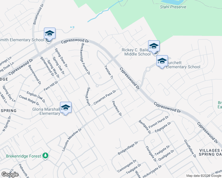 map of restaurants, bars, coffee shops, grocery stores, and more near 3142 Crossout Court in Spring