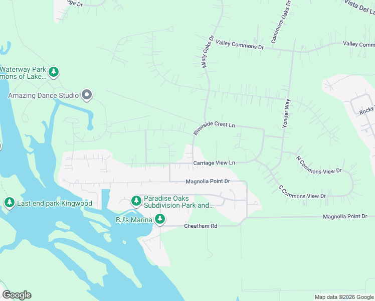 map of restaurants, bars, coffee shops, grocery stores, and more near 28506 Riverside Crest Lane in Huffman
