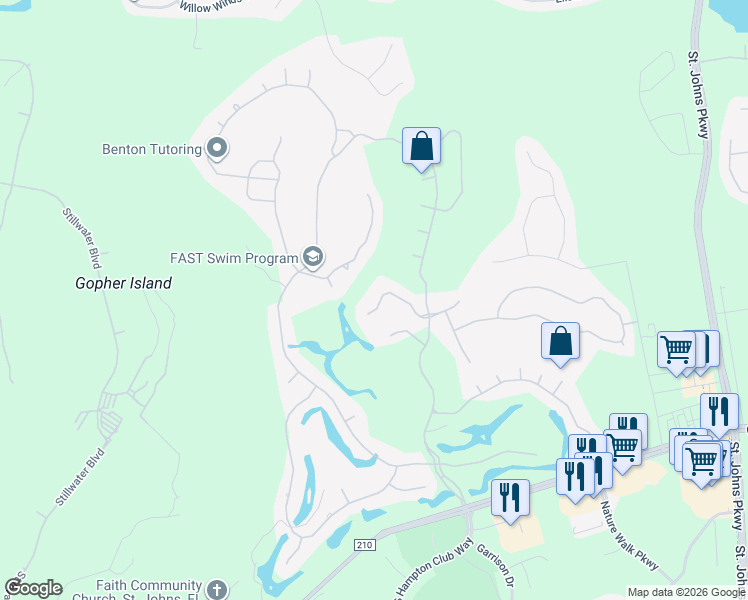 map of restaurants, bars, coffee shops, grocery stores, and more near 4644 Pecos Court in Jacksonville